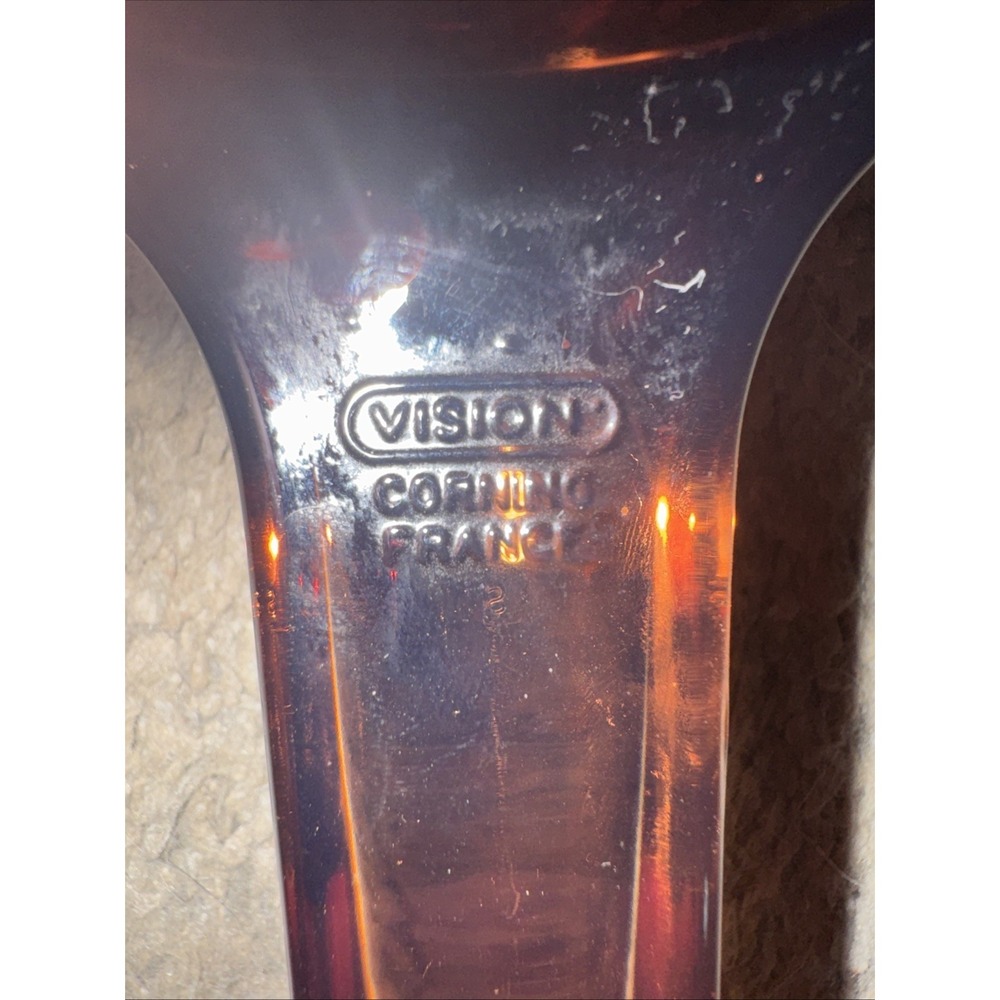 Vtg Corning Ware Visions Glass Amber Waffle Bottom Fry Pan Skillets 10.5" & 7" - Picture 8 of 9
